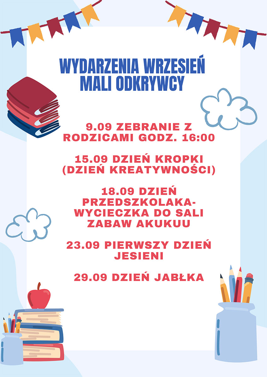 Wydarzenia wrzesień Mali Odkrywcy ein przed